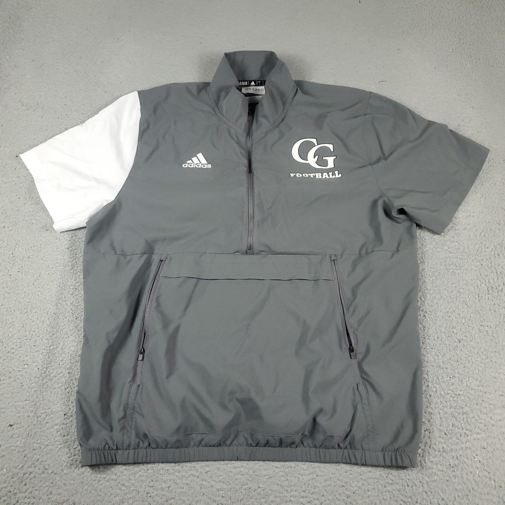 Adidas Jacket Mens Large Gray 1/2 Zip Pullover Windbreaker Short Sleeve